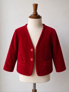 Anavini Red Velvet Jacket – Girls Size 2 – 100% Cotton